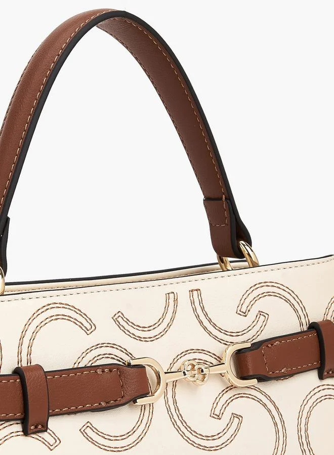 Celeste IVORY Monogram Embroidered Tote Bag with Adjustable Strap for Women | Best Price UAE